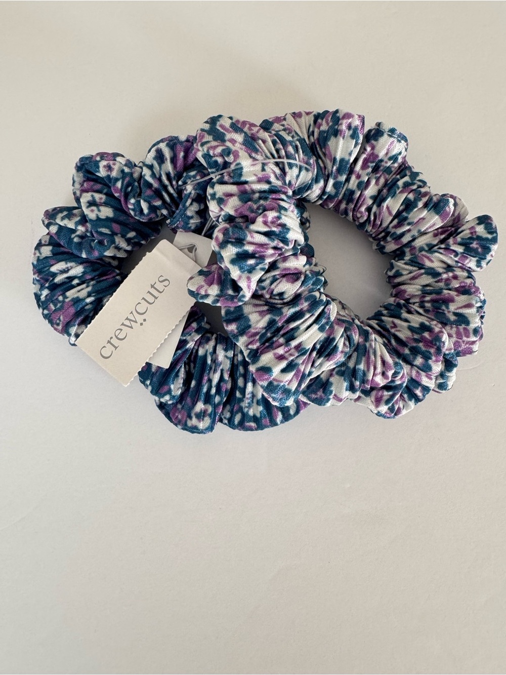 NWT Crewcuts J.Crew Floral Scrunchies Set 2 Blue Purple Hair Ties Girls One Size